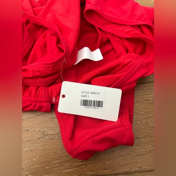 Red cutout One Piece Swim - Picture 5 of 5